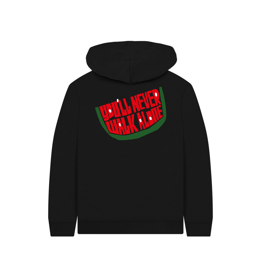 Black Printed Kids Hoodie Back