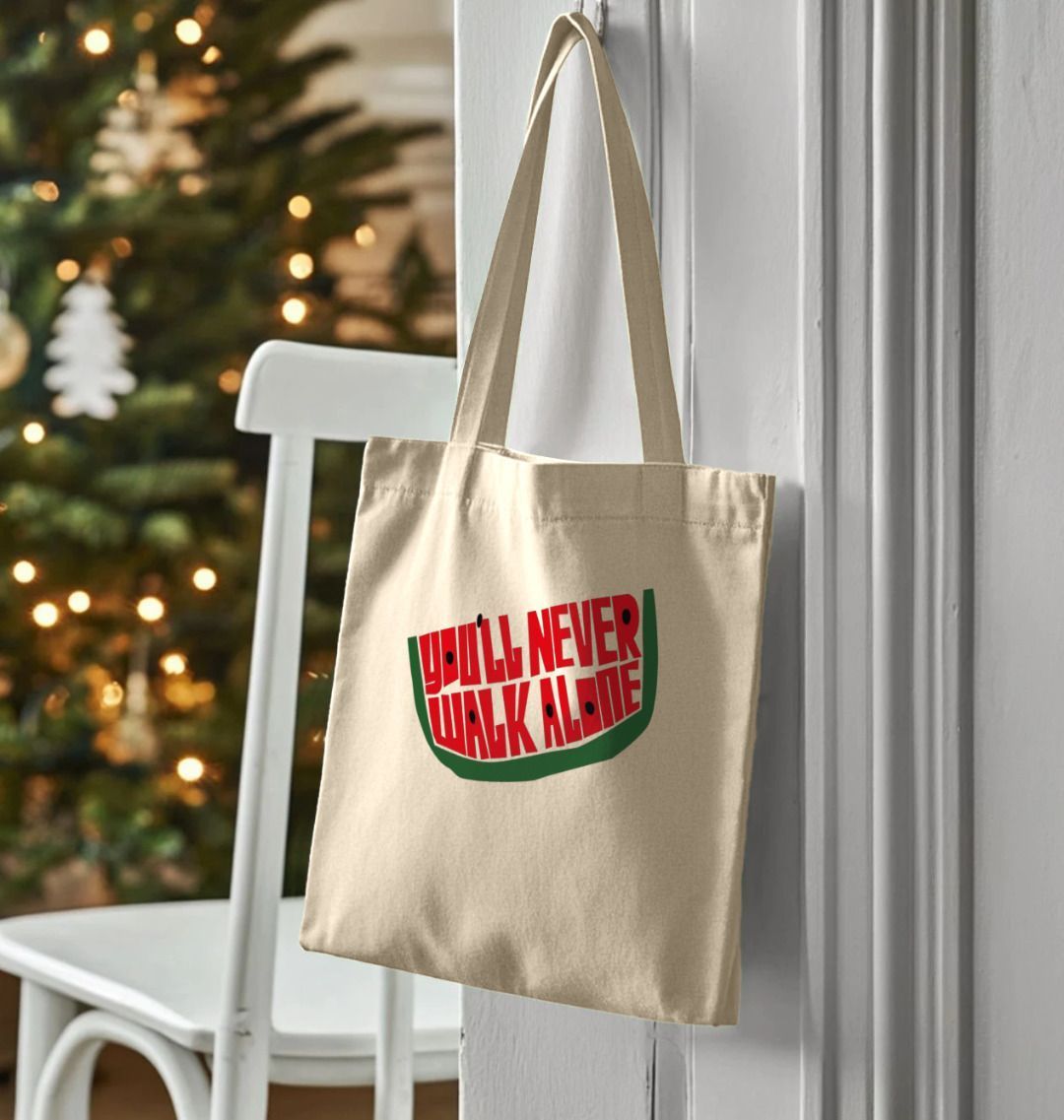 "Gaza, you'll never walk alone" tote bags