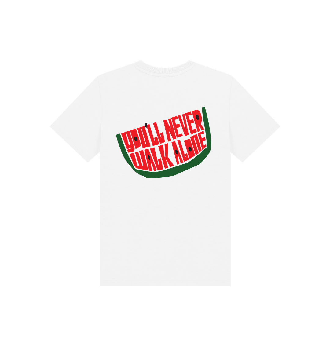 Kids' "Gaza you'll never walk alone" t-shirt – white